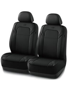 Skechers Premium Leather Car Front Seat Cover Black Universal Fit Breathable